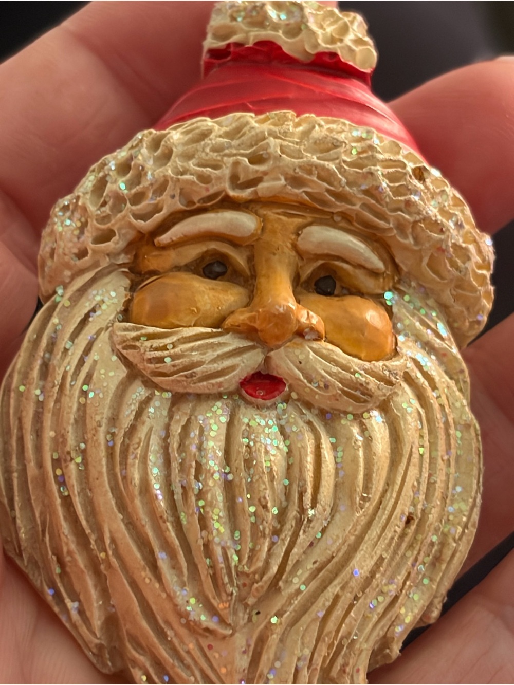 4/$100 Holiday Santa brooch - Red and Cream Glitter Santa Head